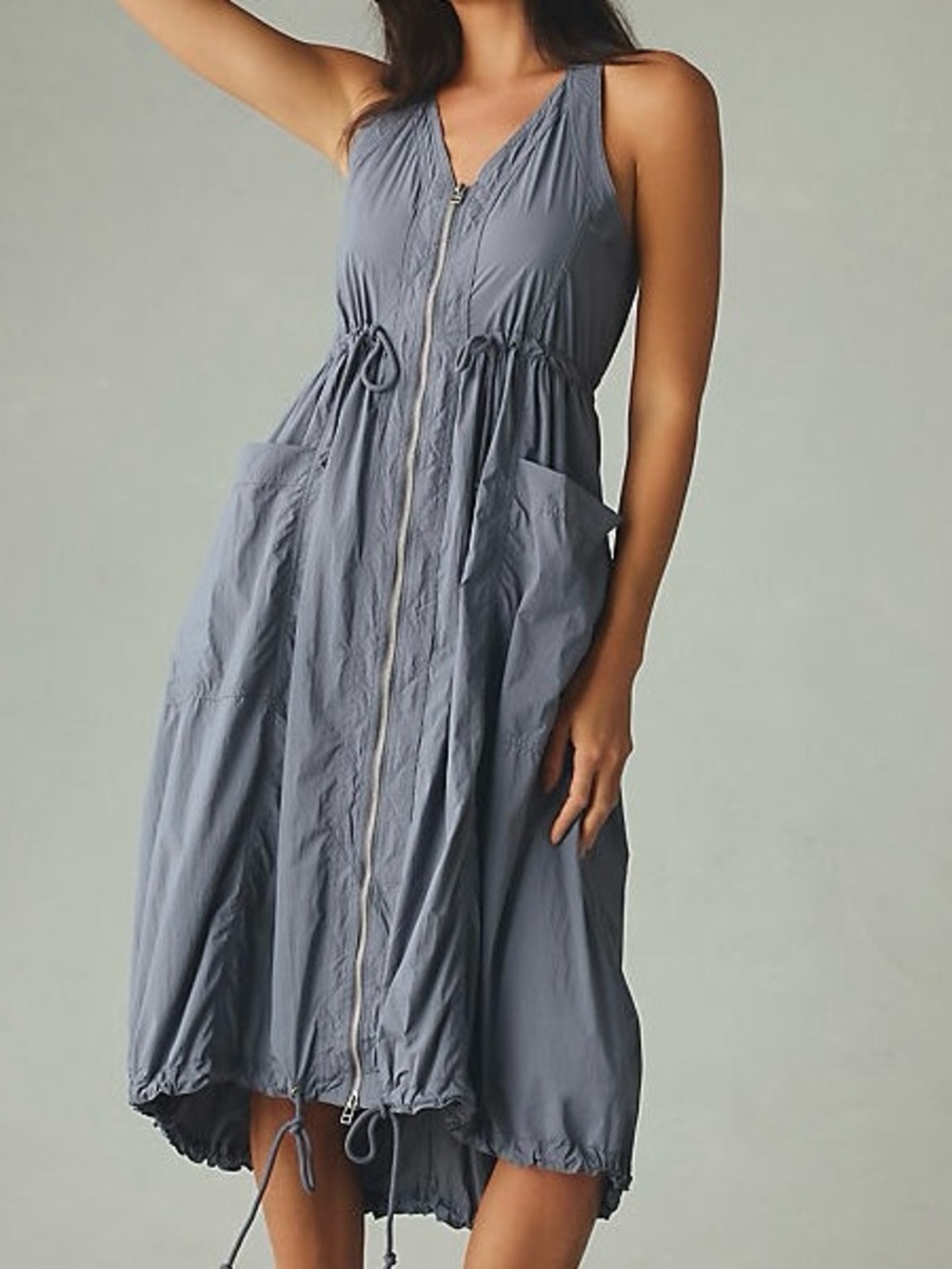 Anthropologie Daily Practice Free Fall Midi Dress Slate Blue Size Med Utility